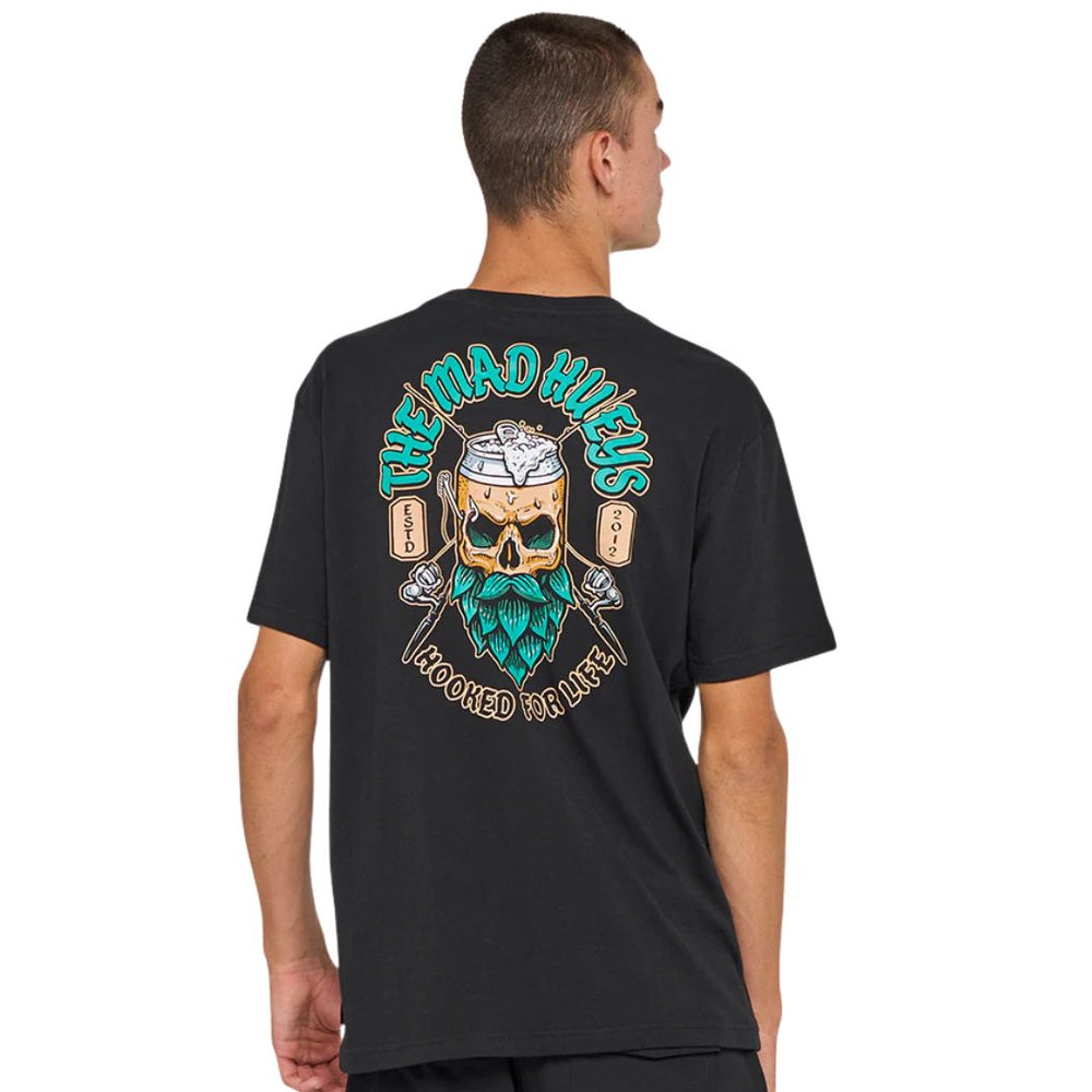 The Mad Hueys Frothin Hooked For Life Tee Black
