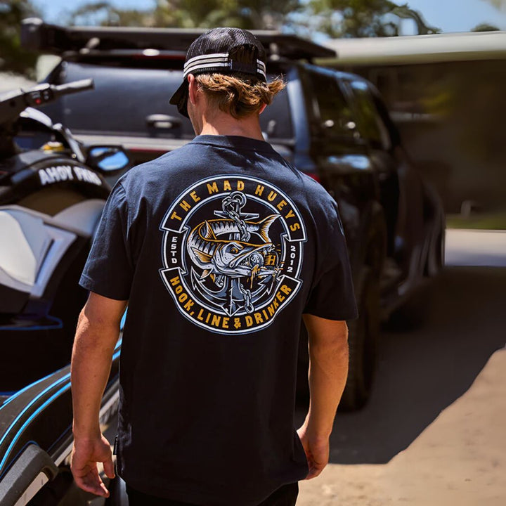 The Mad Hueys Hooked Cuda Tee Navy