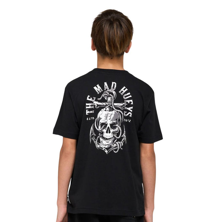 The Mad Hueys Rope Skull Anchor Youth Tee Black