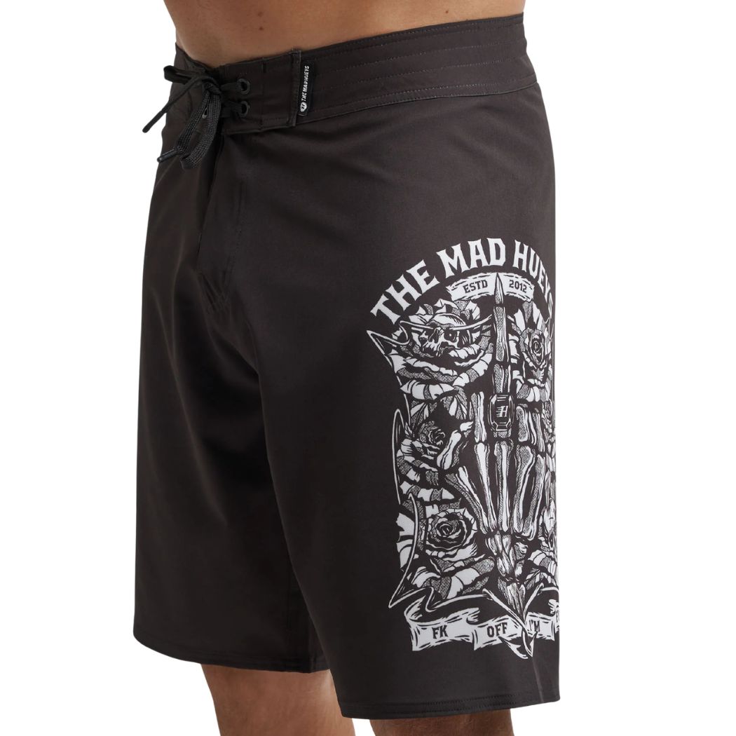 The Mad Hueys Shield Fk Off Boardshort Black