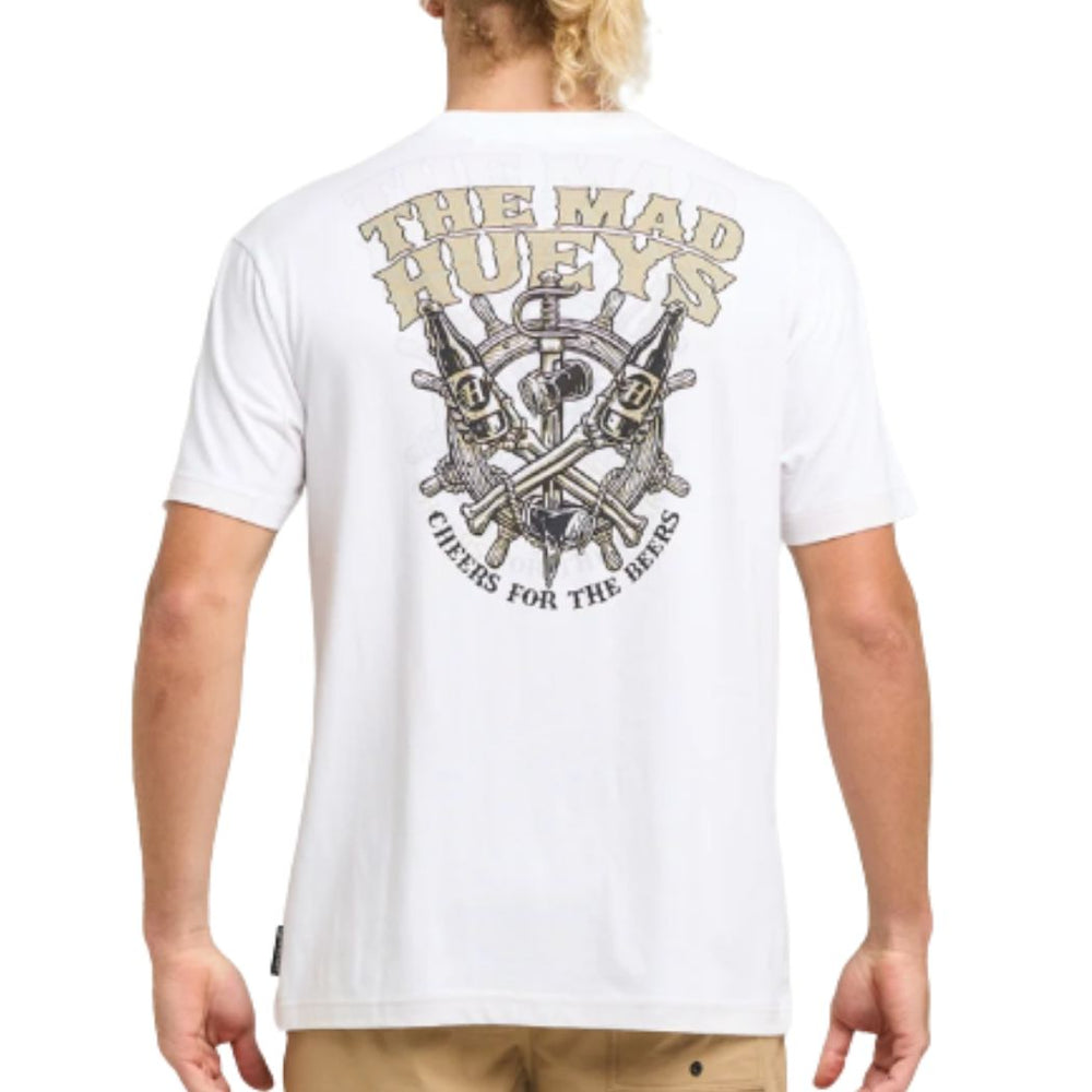 The Mad Hueys Ship Wheel Beers Tee White
