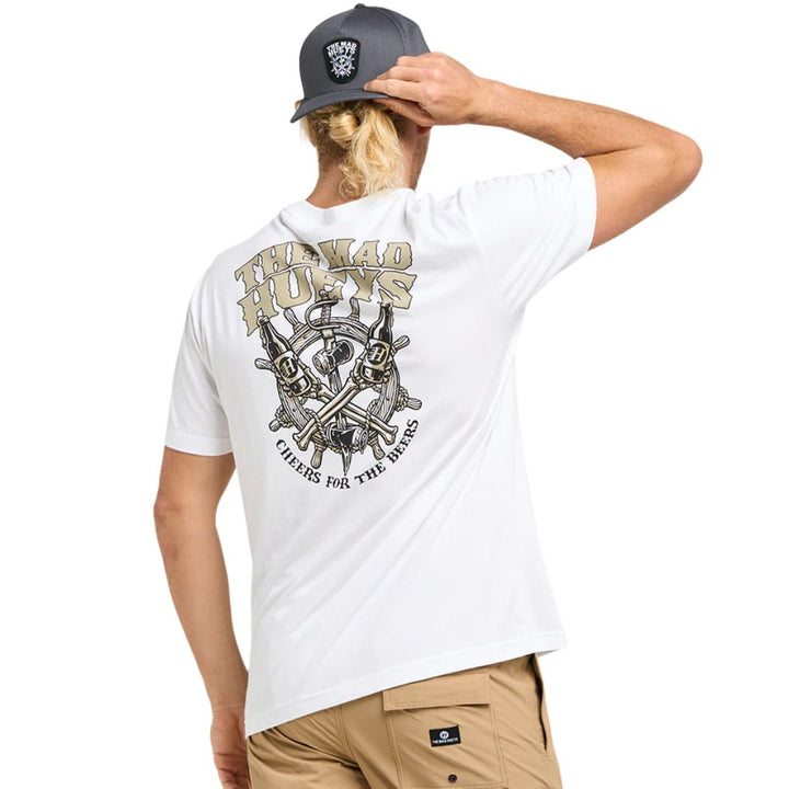 The Mad Hueys Ship Wheel Beers Tee White