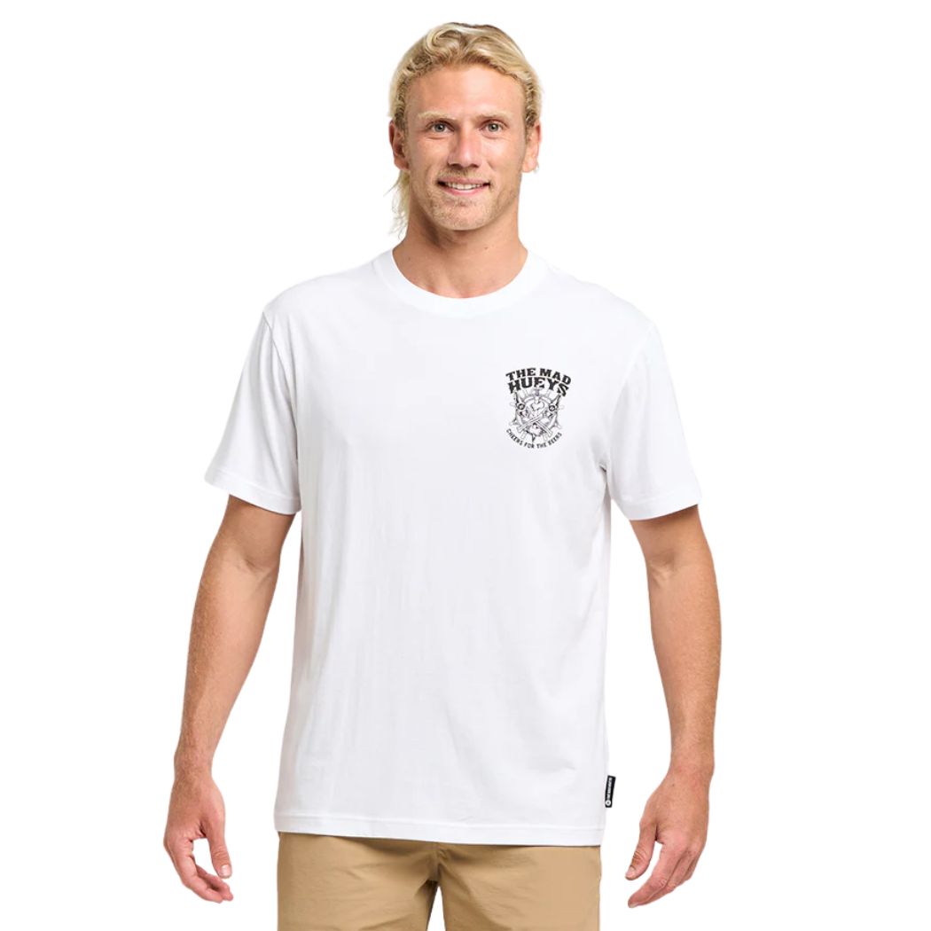 The Mad Hueys Ship Wheel Beers Tee White
