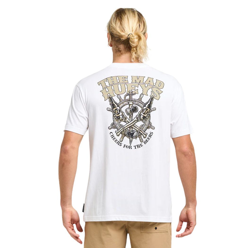 The Mad Hueys Ship Wheel Beers Tee White