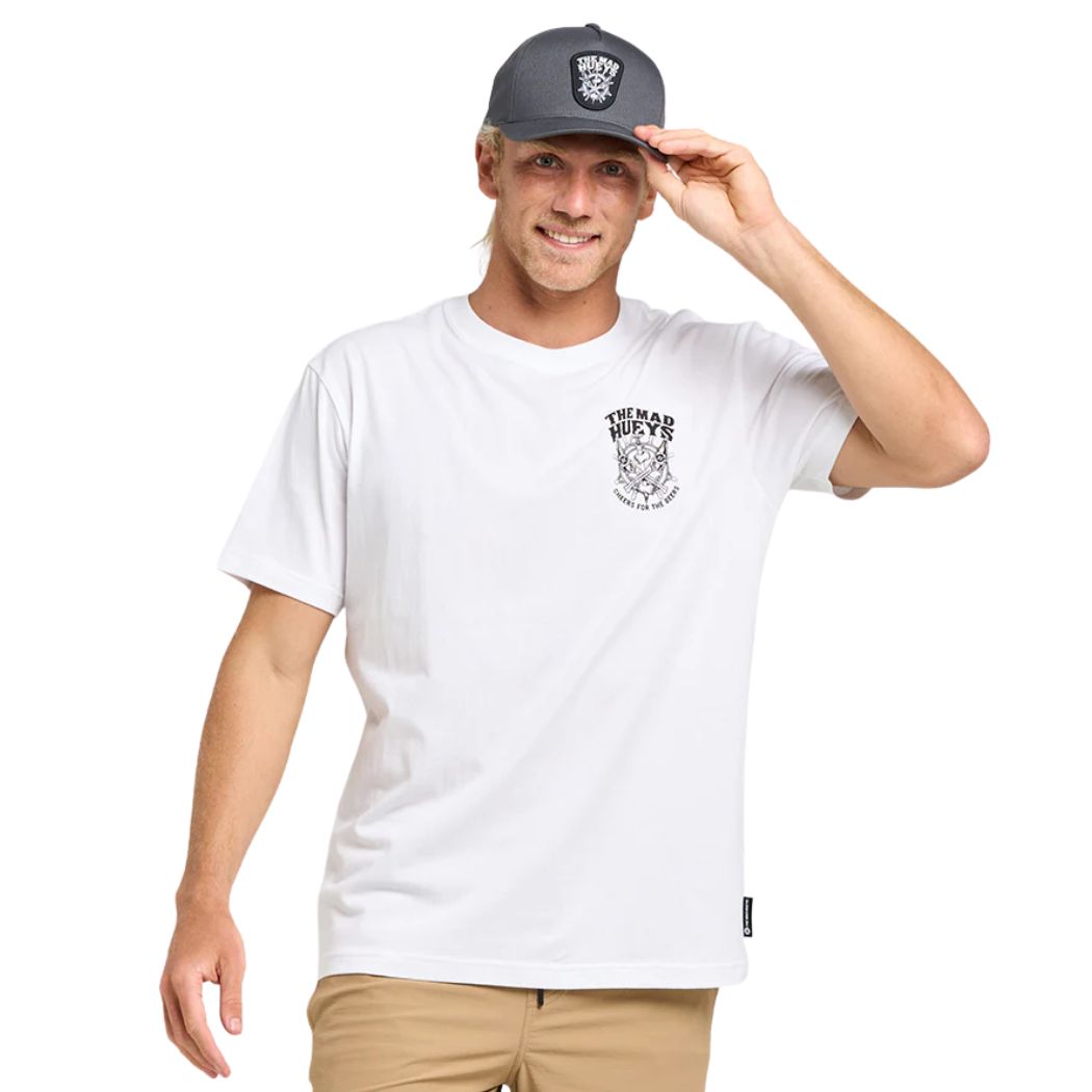 The Mad Hueys Ship Wheel Beers Tee White