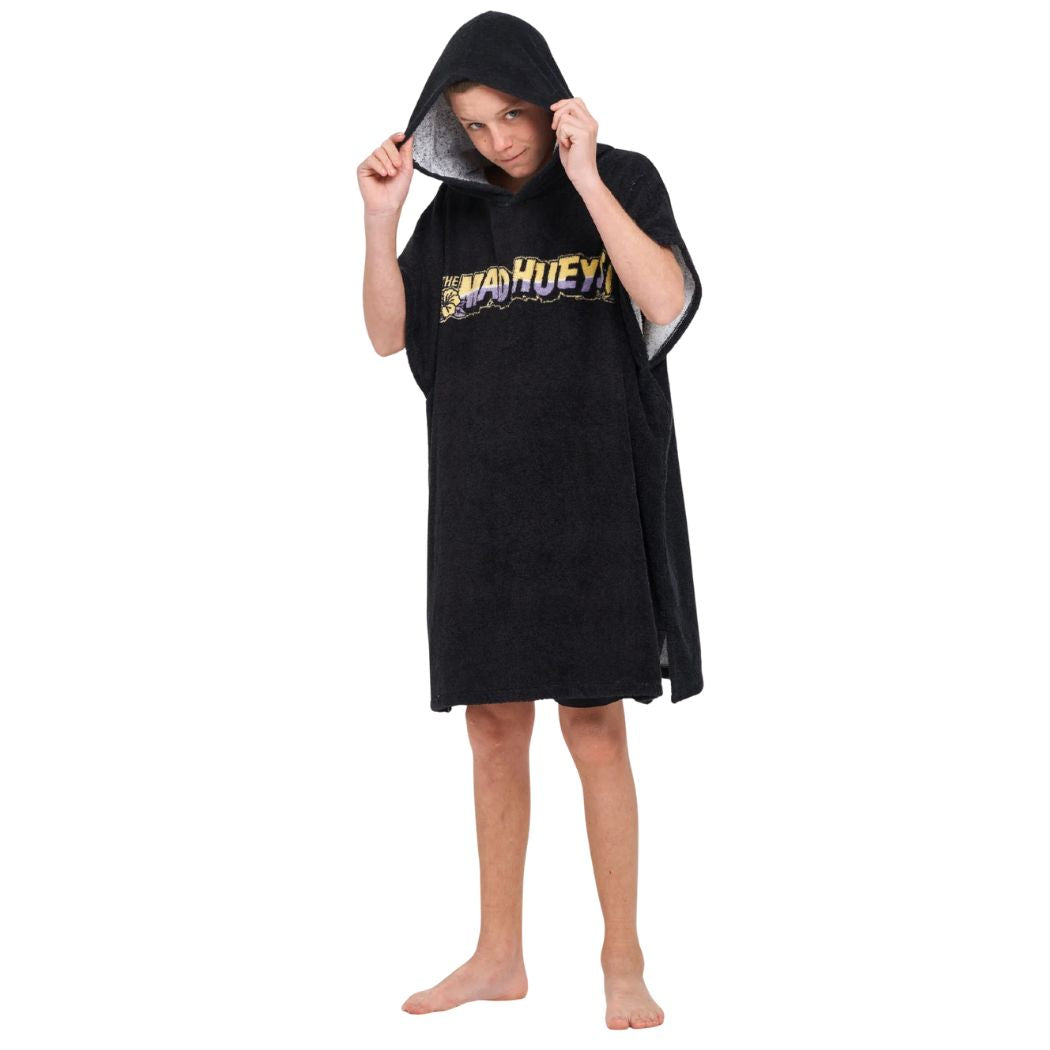 The Mad Hueys Surfing Hueys Youth Hooded Towel Black