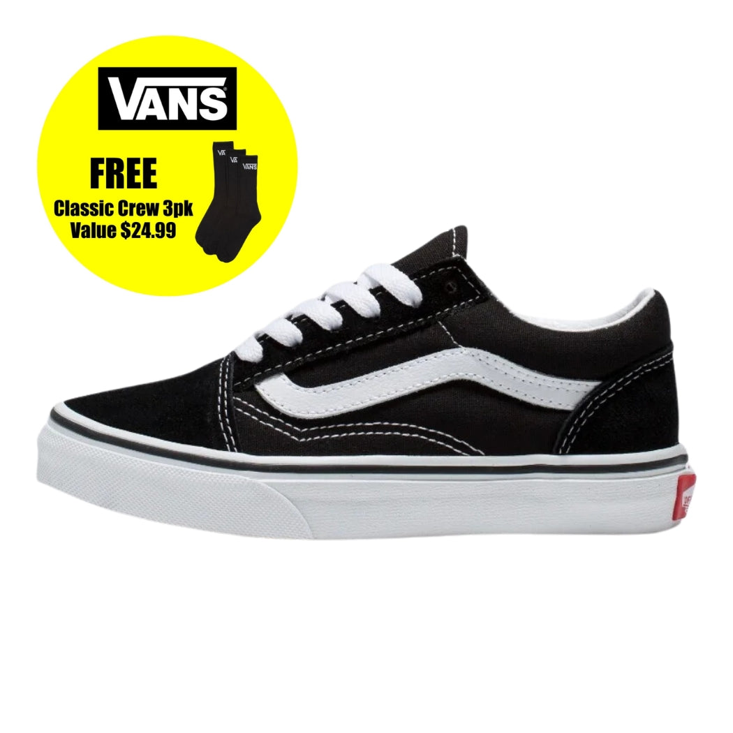 Vans Boys Old Skool Black White Shoes