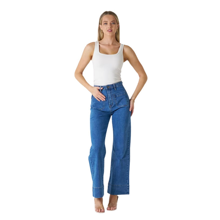 Wakee High Waist Front Pocket Jean 3085 Blue