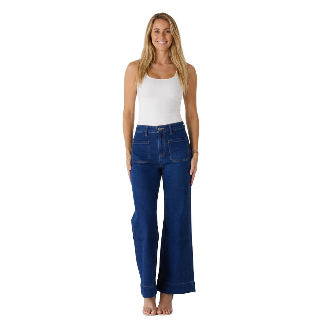 Wakee High Waist Front Pocket Jean 7156 Blue