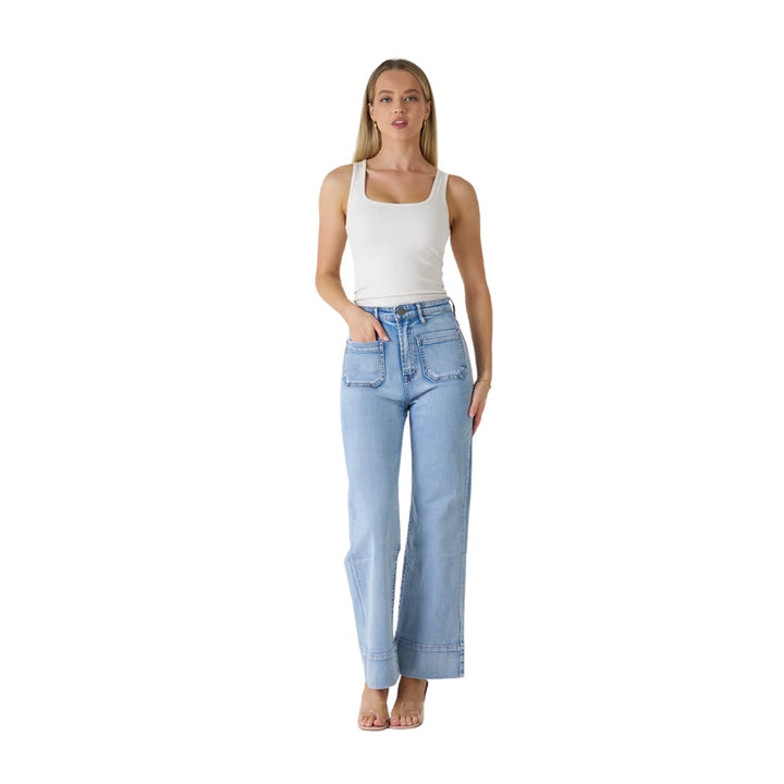 Wakee High Waisted Front Pocket Jean 3084 Beach Blue