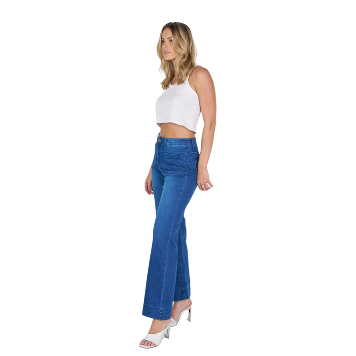 Wakee High Waist Front Pocket Jean 7145 True Blue