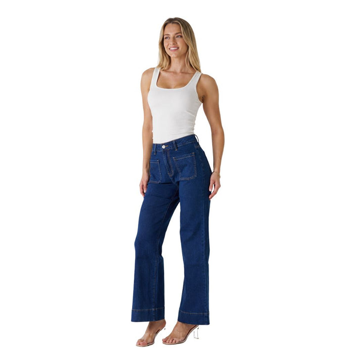 Wakee High Waist Front Pocket Jean 7156 Blue