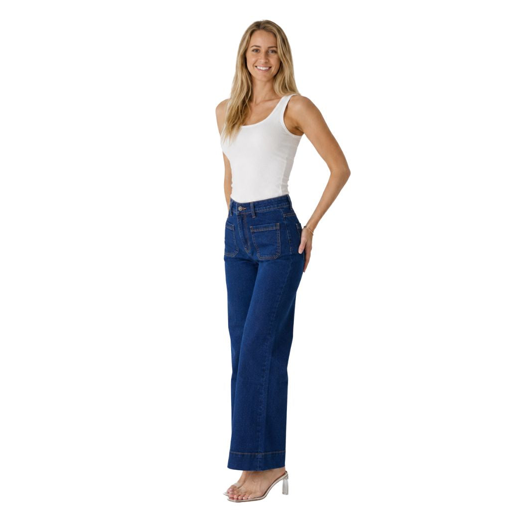 Wakee High Waist Front Pocket Jean 7156 Blue