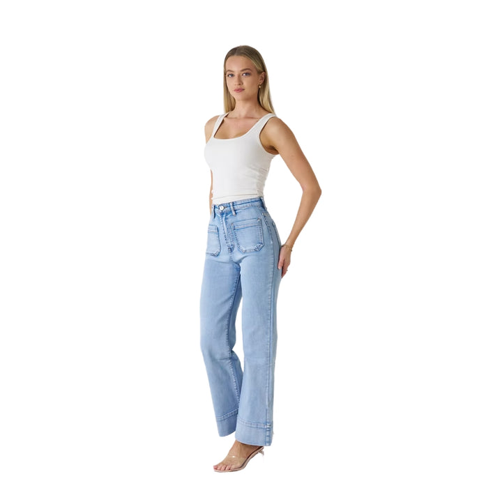 Wakee High Waisted Front Pocket Jean 3084 Beach Blue