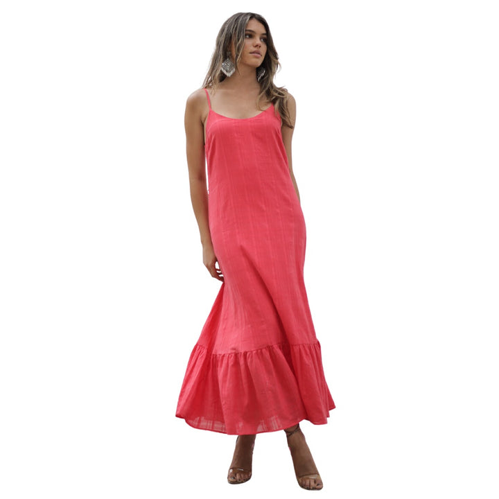 White Sandstorm Red Dunes Maxi Dress